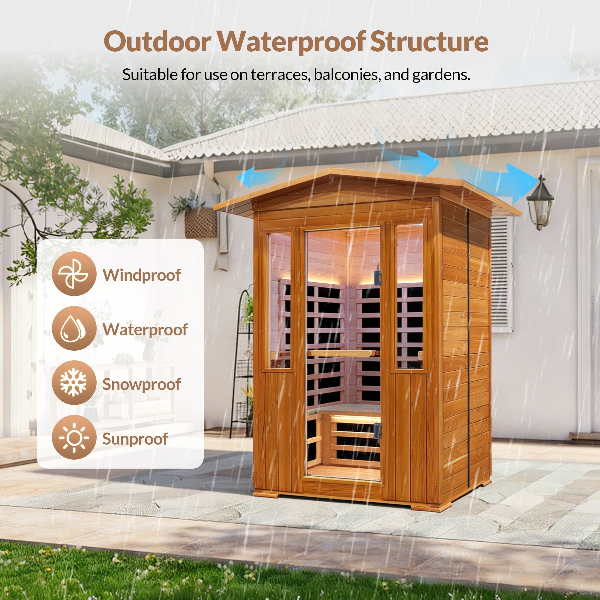 Outdoor Double Red Cedar Far Infrared Sauna Room