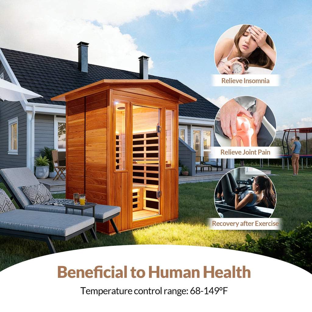 Outdoor Double Red Cedar Far Infrared Sauna Room