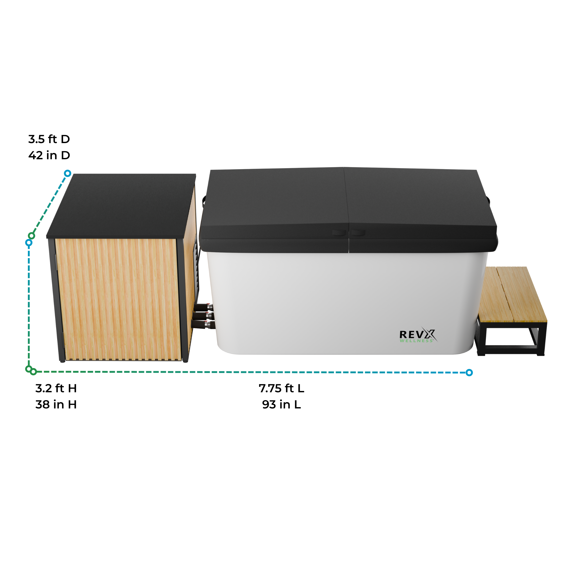 RevX Acrylic X Tub Cold Plunge + LUX High Performance Chiller and Filtration System