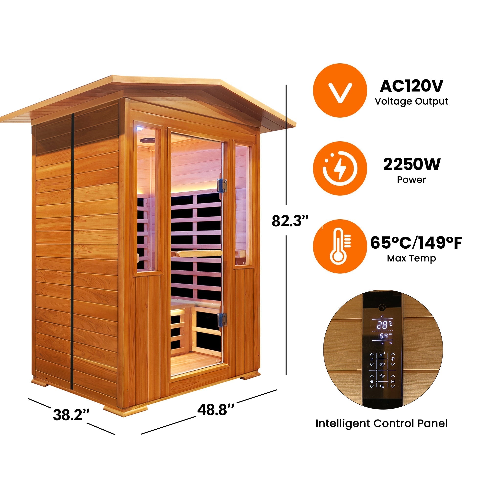 Outdoor Double Red Cedar Far Infrared Sauna Room