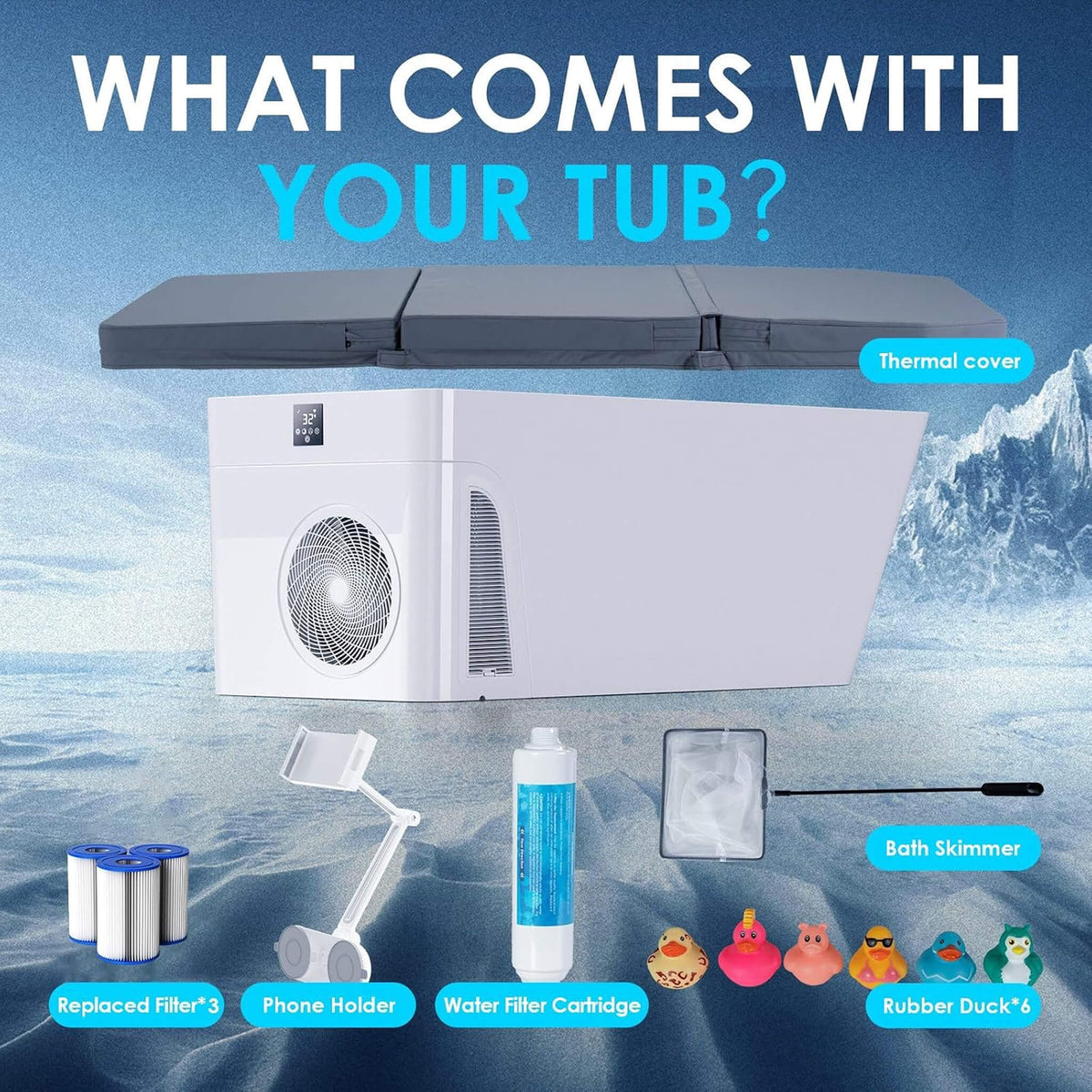CSC Smart Freestanding Cold Plunge Tub with Built-In Water Chiller & App Control (SAK56280)