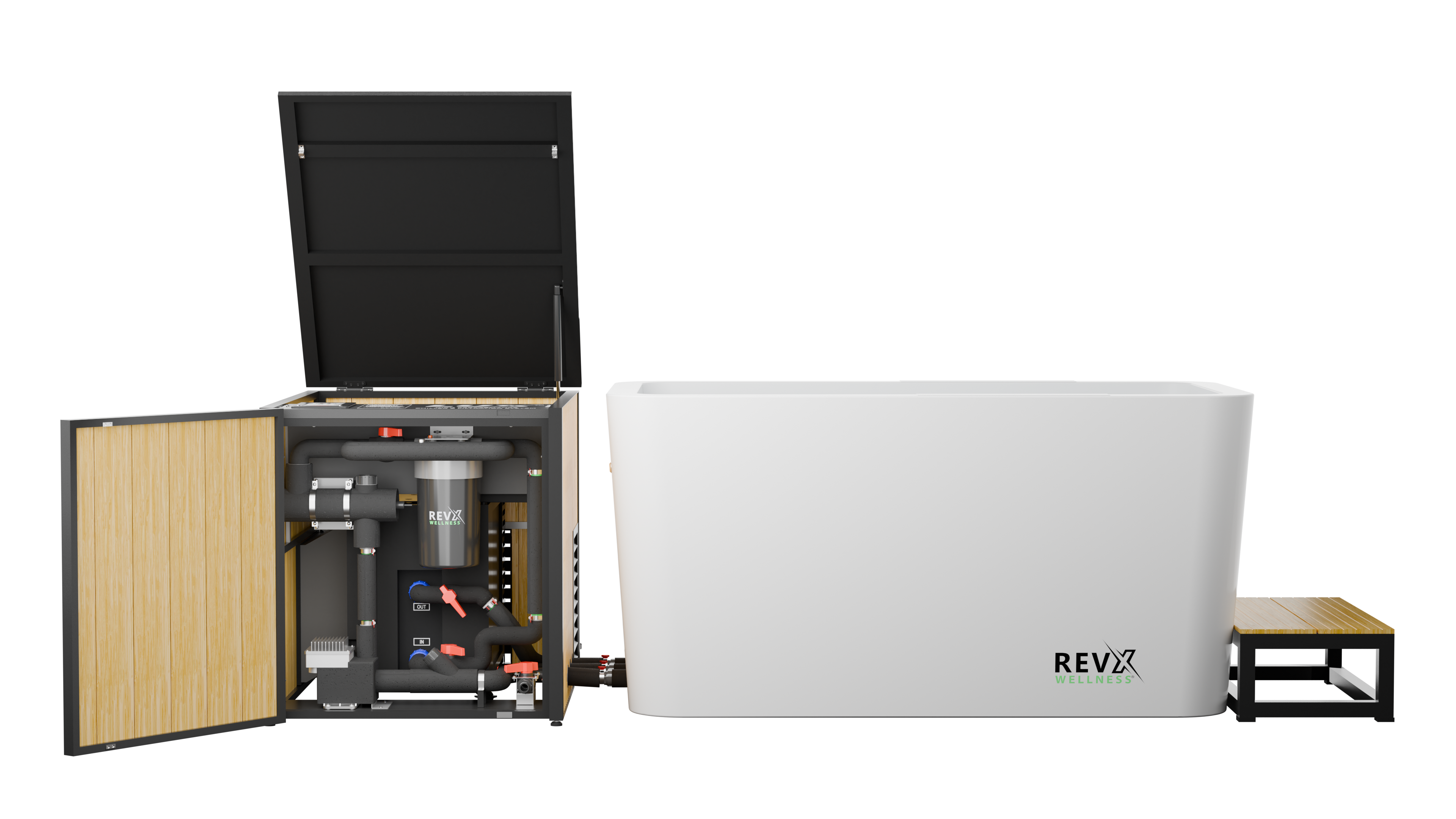 RevX Acrylic X Tub Cold Plunge + LUX High Performance Chiller and Filtration System